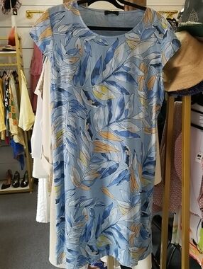 Cherish Light Blue Floral Leaf Print Dress
